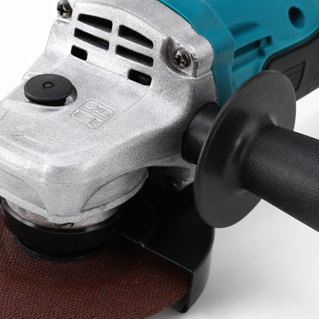 Blue and black dual-color industrial-grade Angle grinder with a 100mm high-torque brushless motor for grinding and cutting Application Scenario