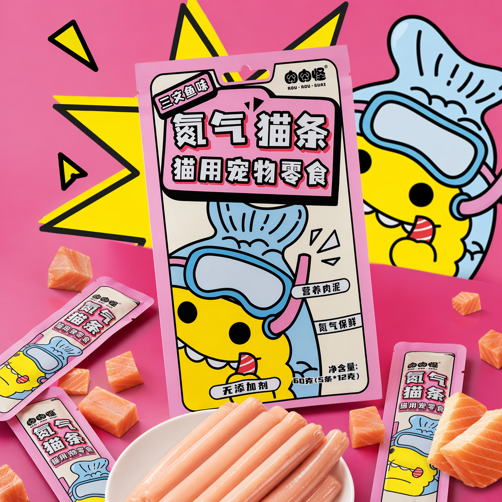 Cat stick snacks, special meat sticks for cats, wet food pet snacks, salmon flavor Specification image