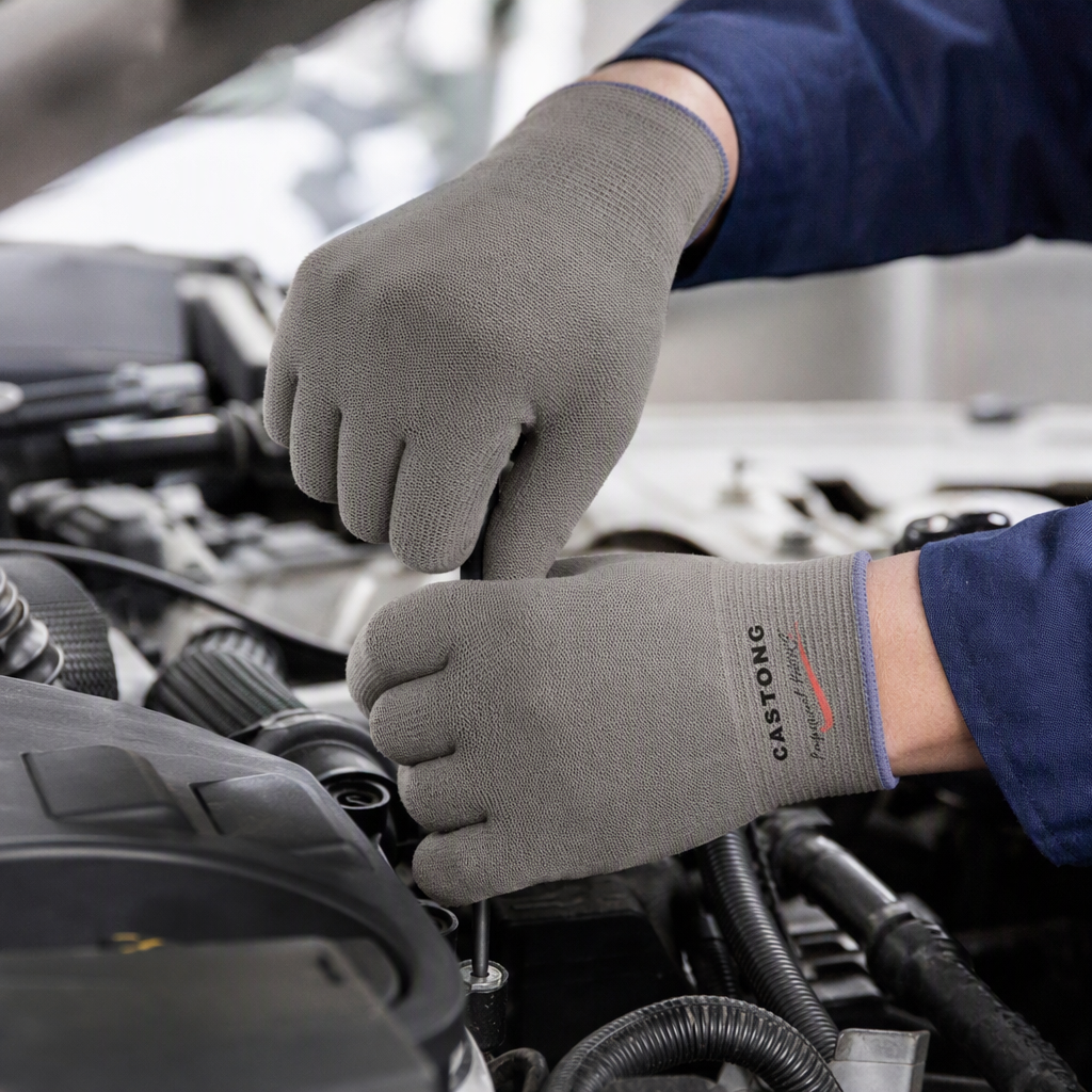 Thickened grey protective gloves, wear-resistant and anti-slip industrial labor protection operation gloves details Picture