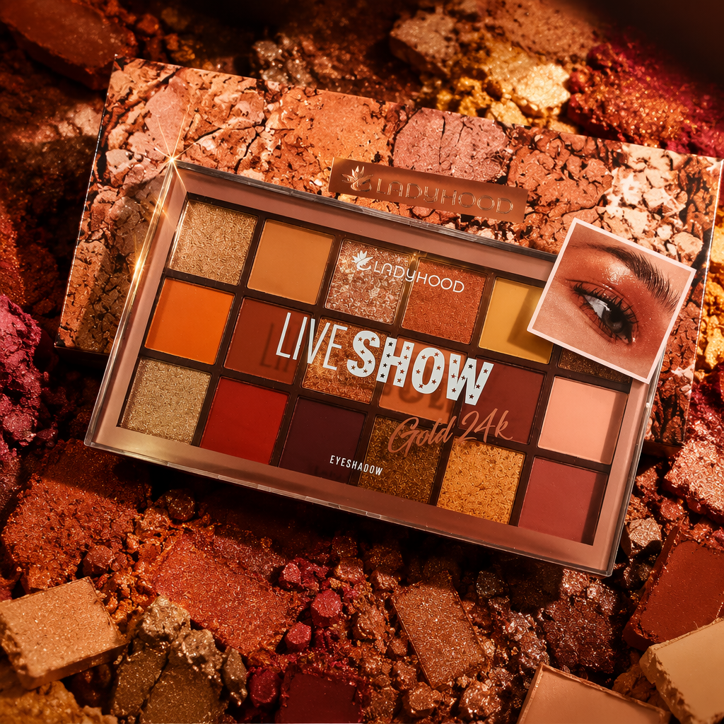 Brown packaging box eyeshadow palette, 12-color matte pearlescent glitter powder, long-lasting color display Specification image