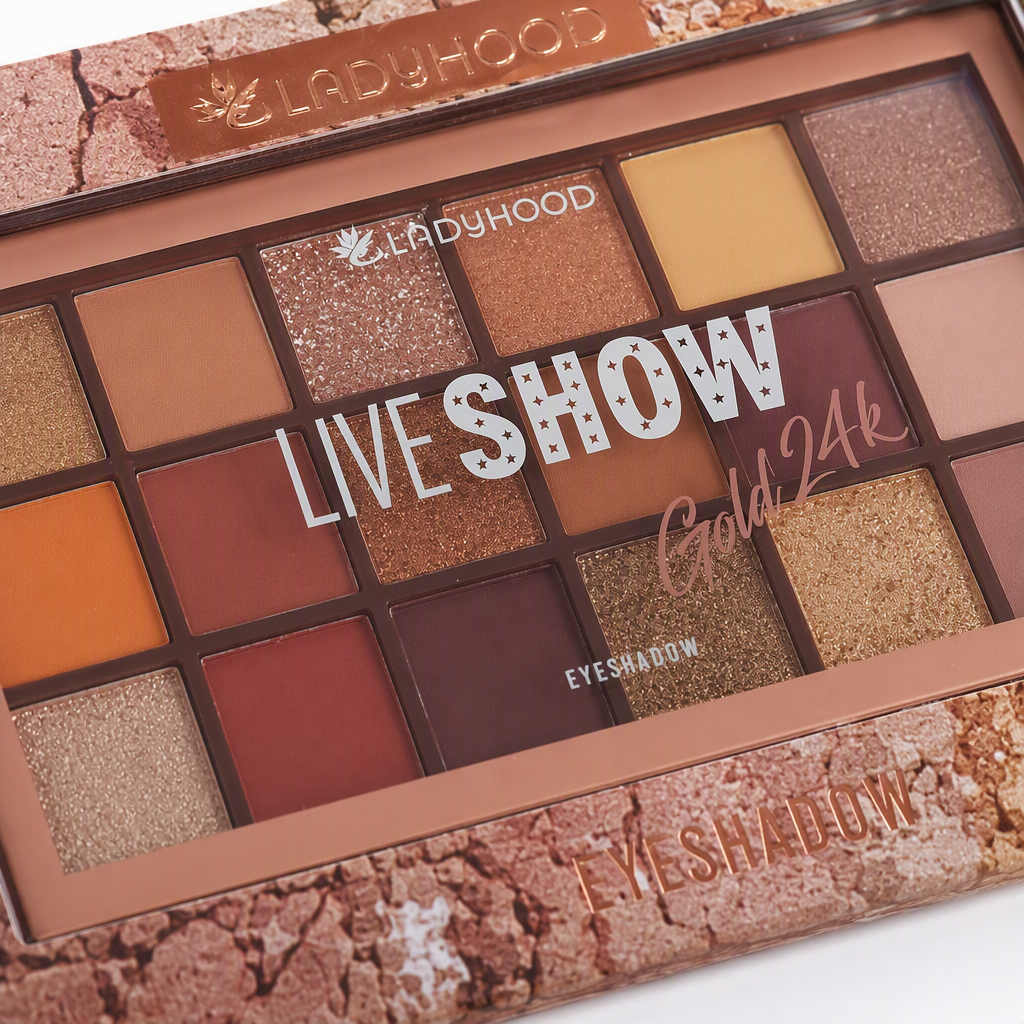 Brown packaging box eyeshadow palette, 12-color matte pearlescent glitter powder, long-lasting color display Application Scenario