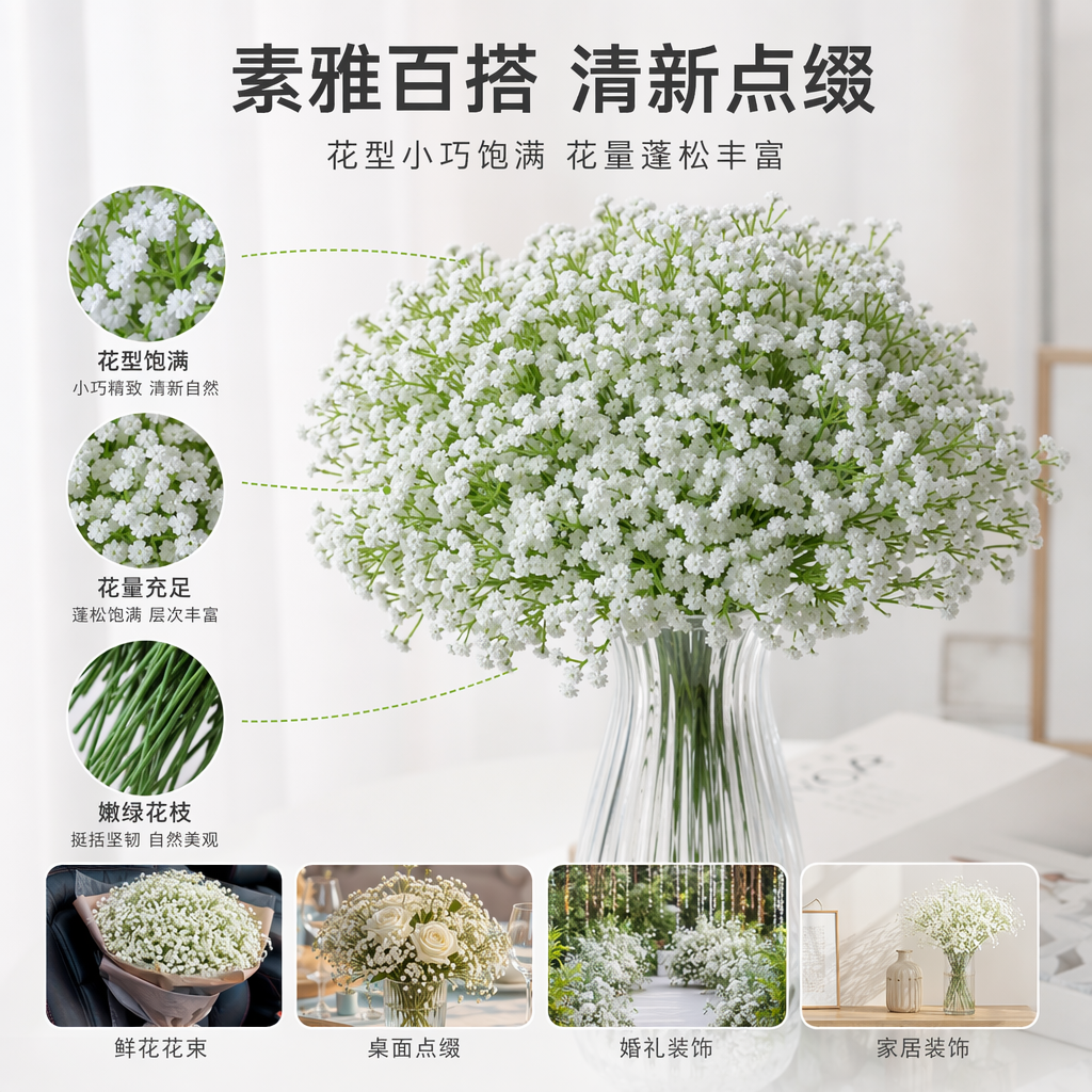 White asters flower bouquets, birthday gifts, wedding hand-held bouquets
