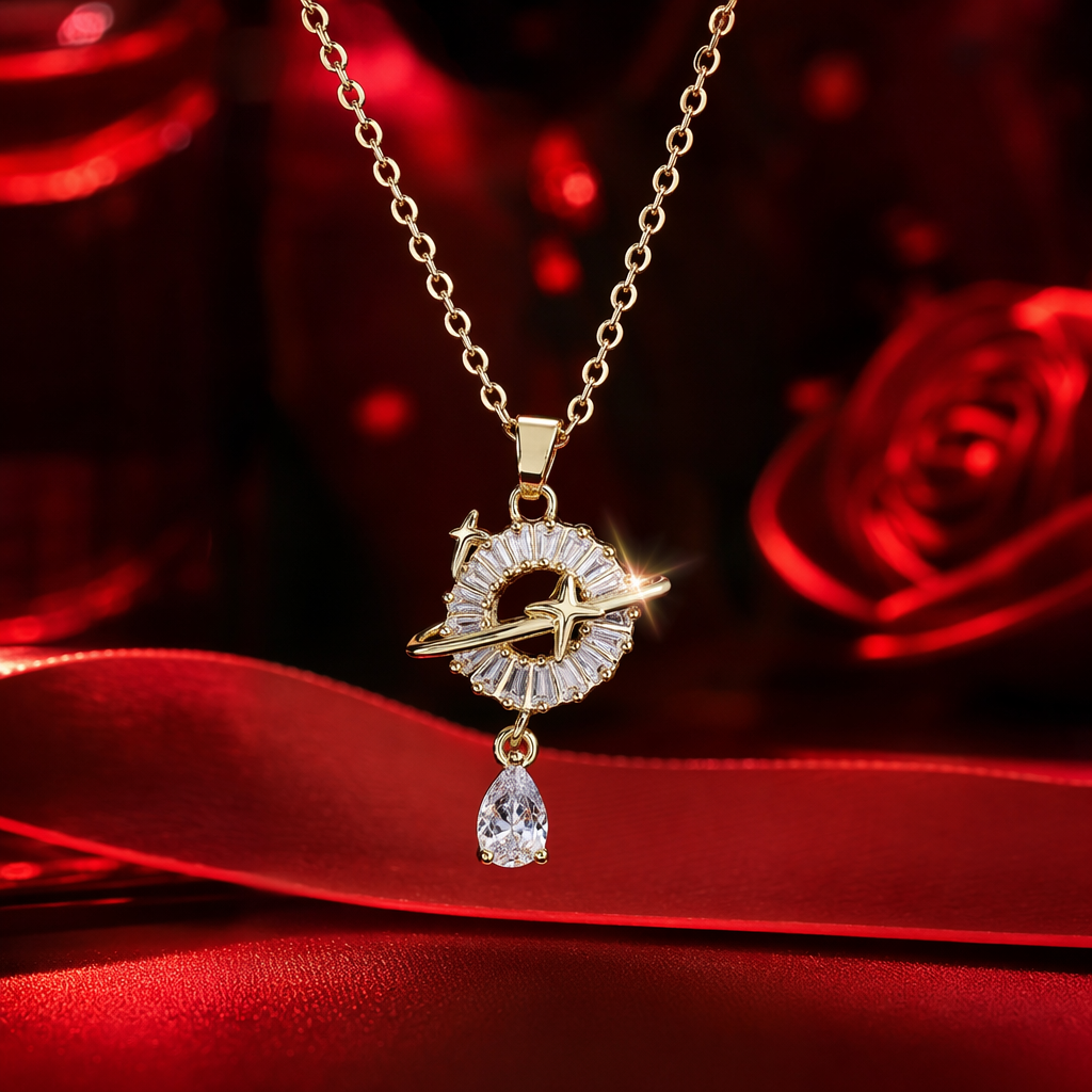 Collar colgante de anillo de oro con diamantes con forma de avión gota de agua colgante de diamante Specification image