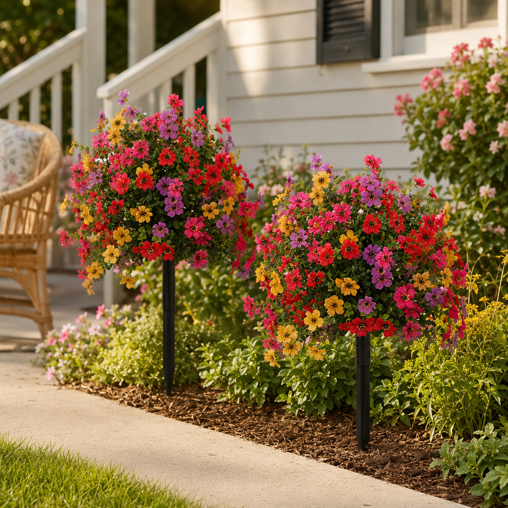 Colorful artificial flower bed decorative items for living room, bedroom and balcony landscaping, potted plants details Picture