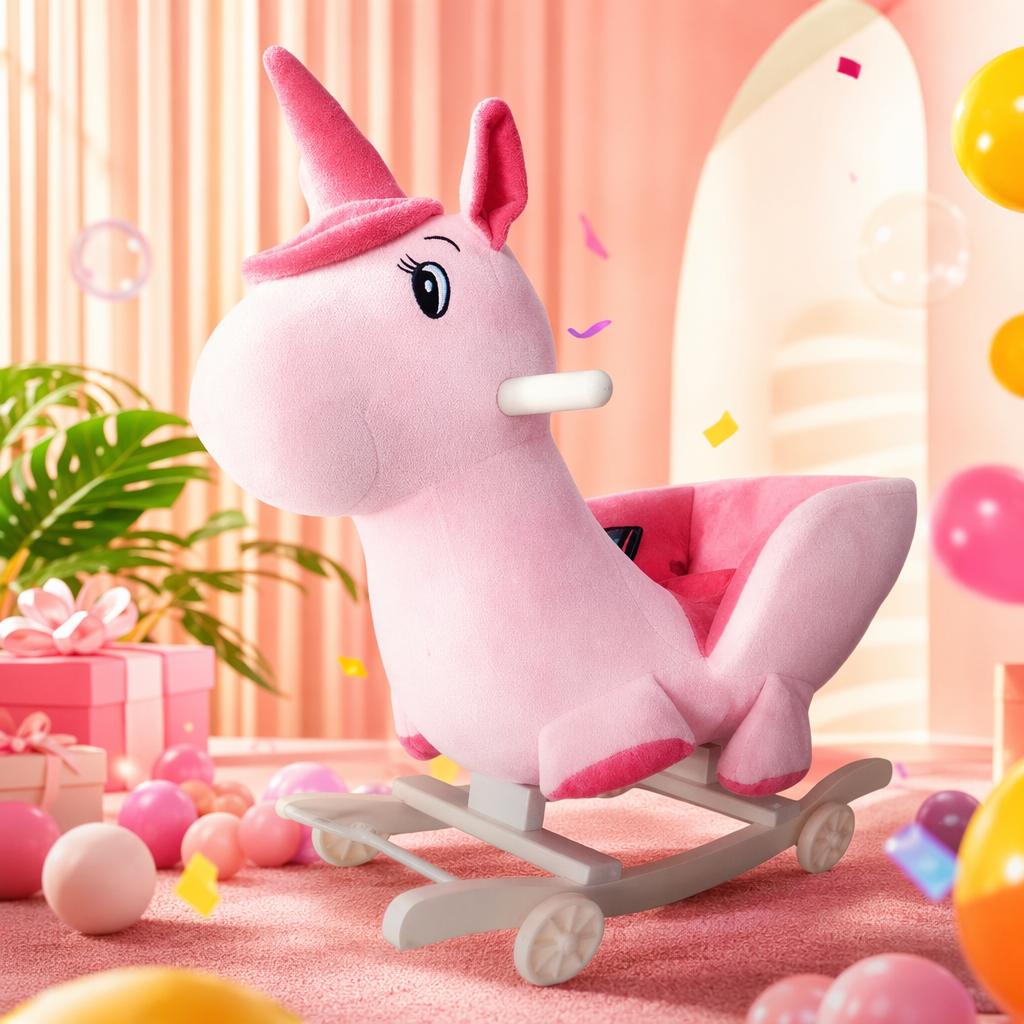Pink unicorn swing toy children's educational and soothing plush decoration Specification image