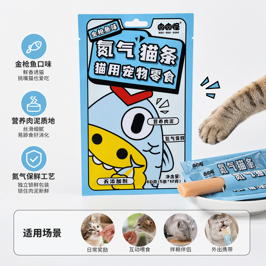 Cat bar snacks, high-protein meat bars for cats, pet snacks, tuna flavor