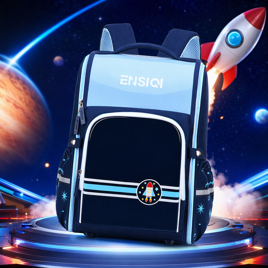 Blue space-themed children's schoolbag, lightweight, wear-resistant and large-capacity student backpack Specification image