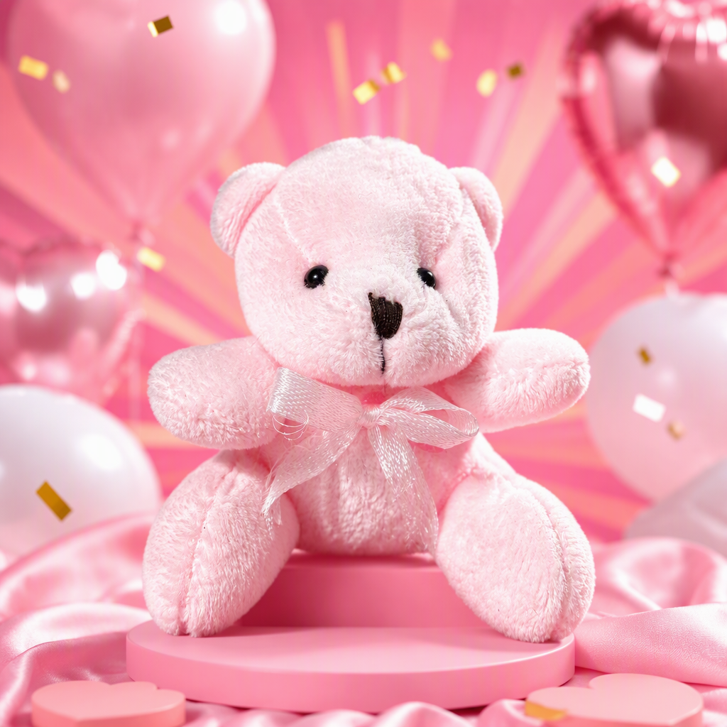 Pink plush bear keychain, cute and adorable hanging accessory, car bag decoration Specification image