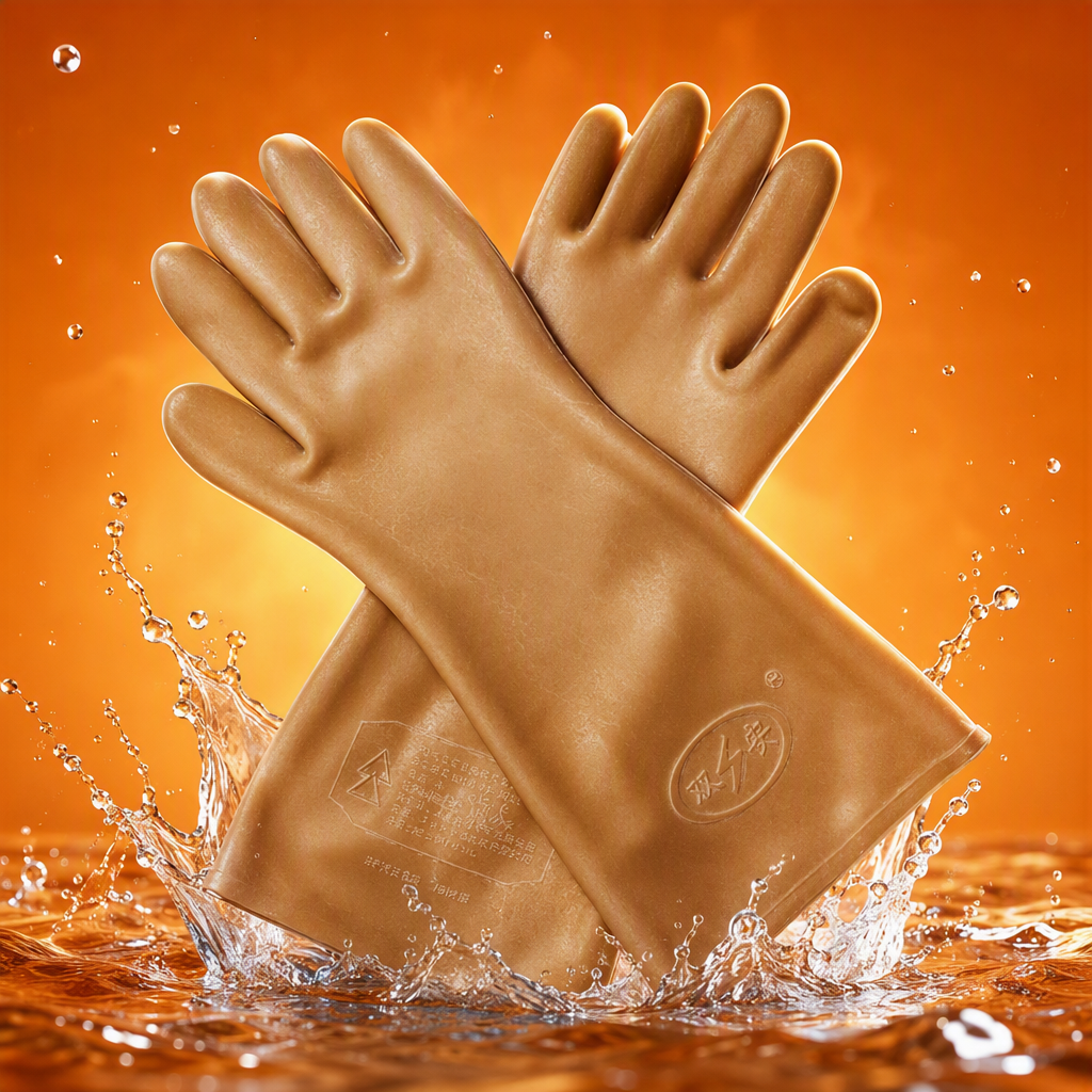 Brown insulating gloves, electrician protection, high-voltage resistant, anti-slip and thickened work gloves Specification image