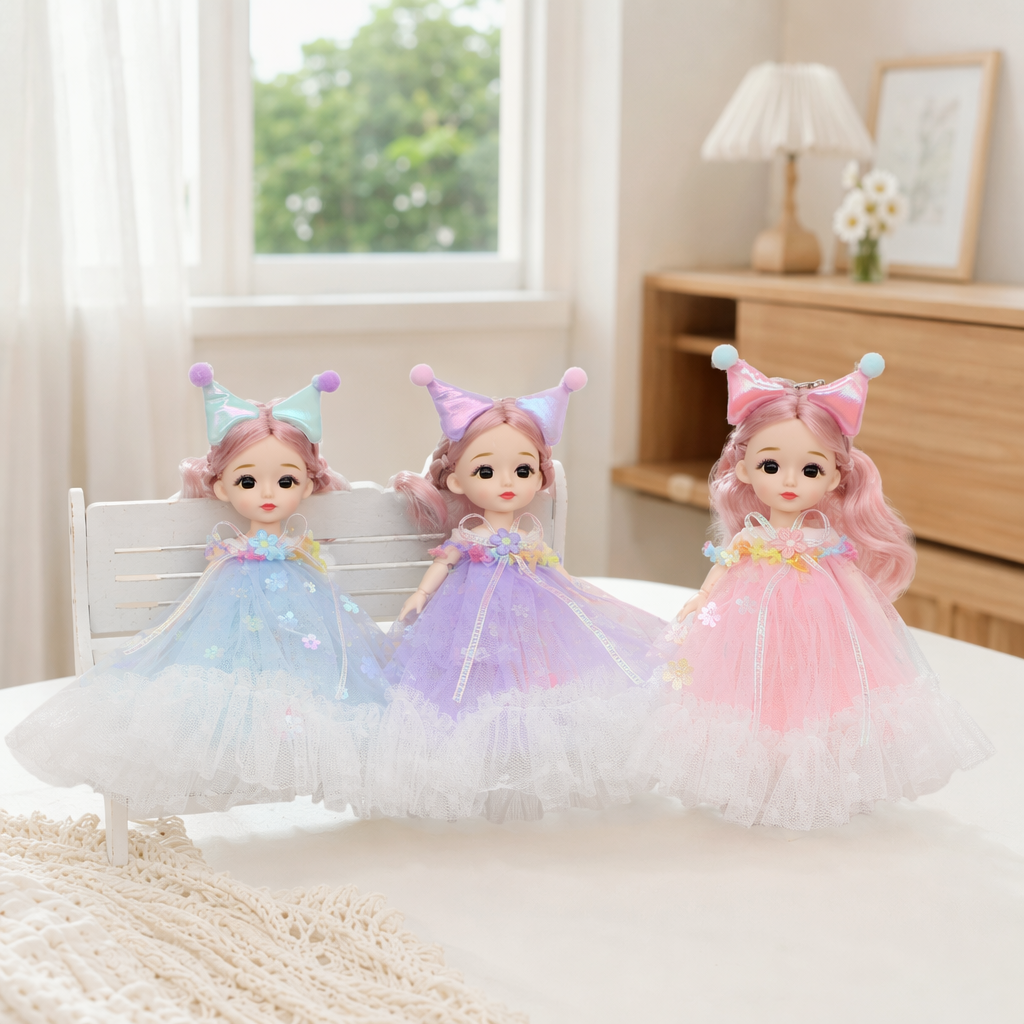 Colorful chiffon dress dolls are children's festival dress-up toys and birthday gifts for girls details Picture