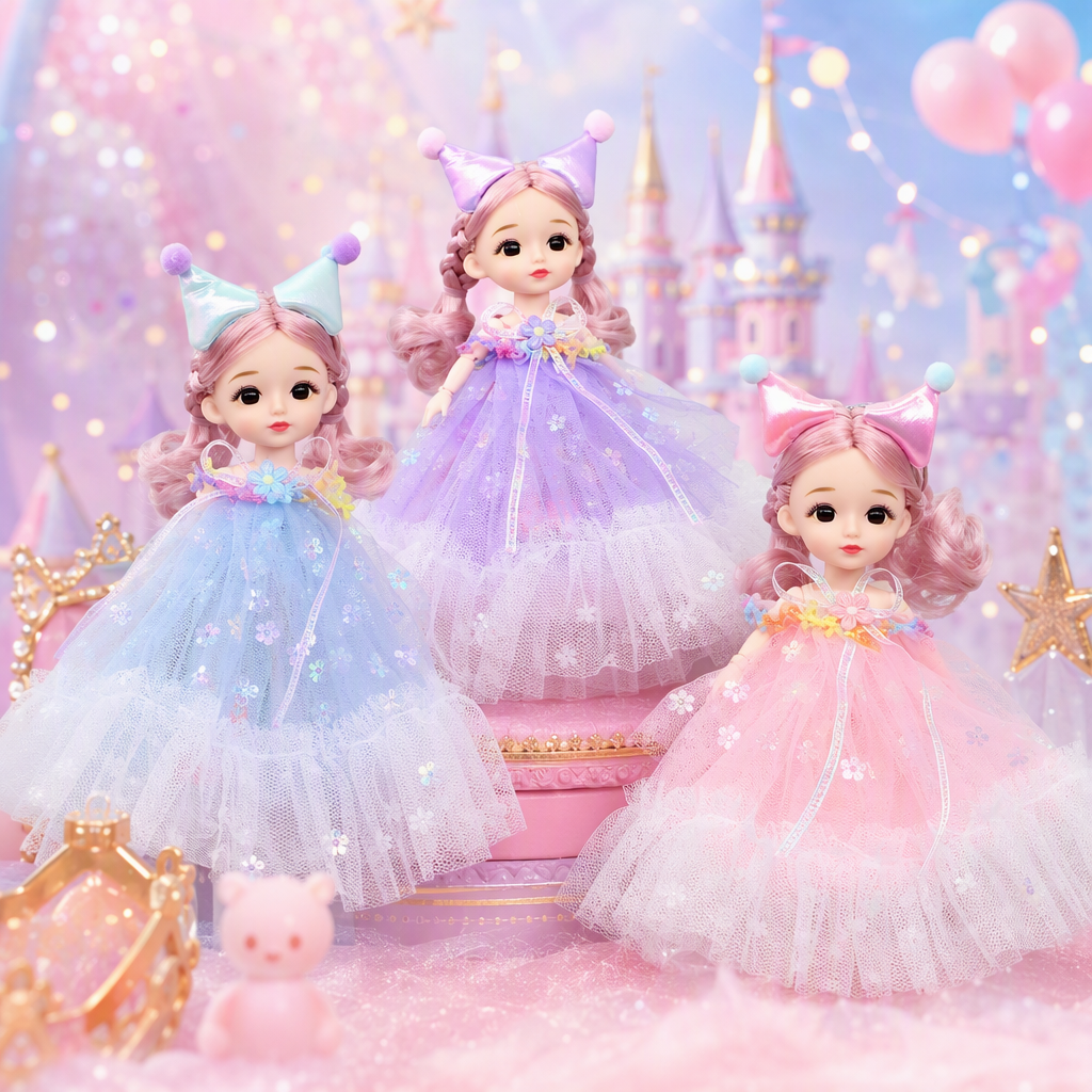 Colorful chiffon dress dolls are children's festival dress-up toys and birthday gifts for girls Specification image