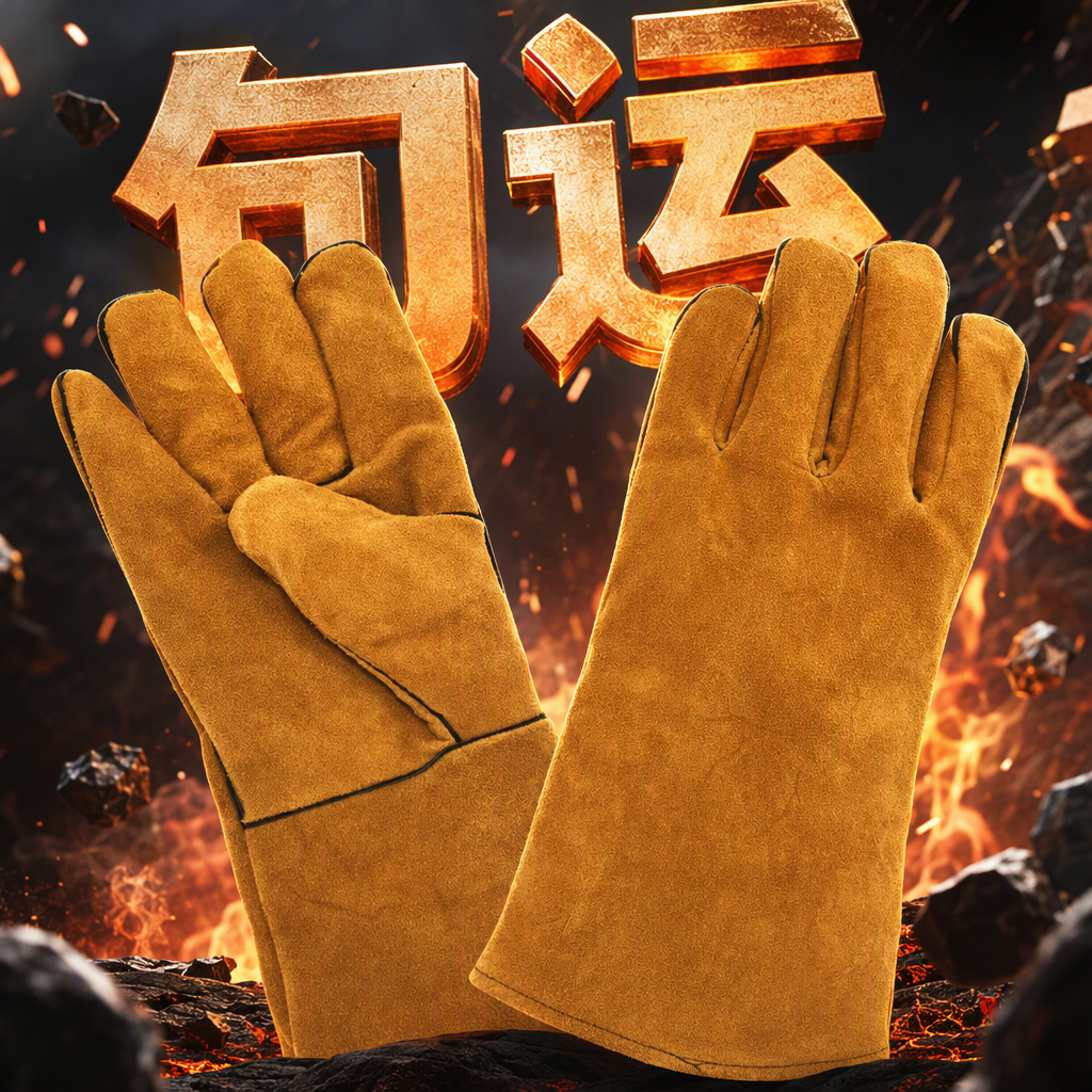 Brown genuine leather gloves for both men and women, warm, anti-slip and thickened for autumn and winter Specification image