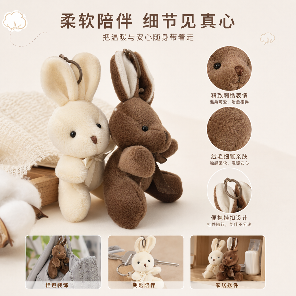 Brown rabbit dolls, white rabbit dolls, cute plush toys, home decoration items