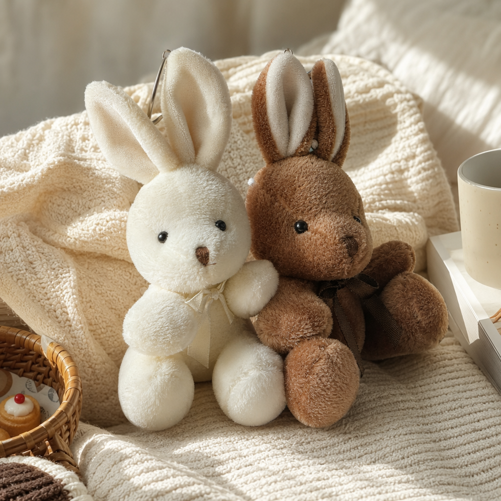 Brown rabbit dolls, white rabbit dolls, cute plush toys, home decoration items details Picture