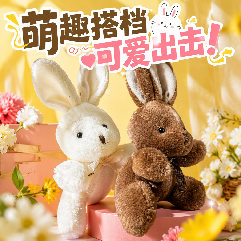 Brown rabbit dolls, white rabbit dolls, cute plush toys, home decoration items Specification image