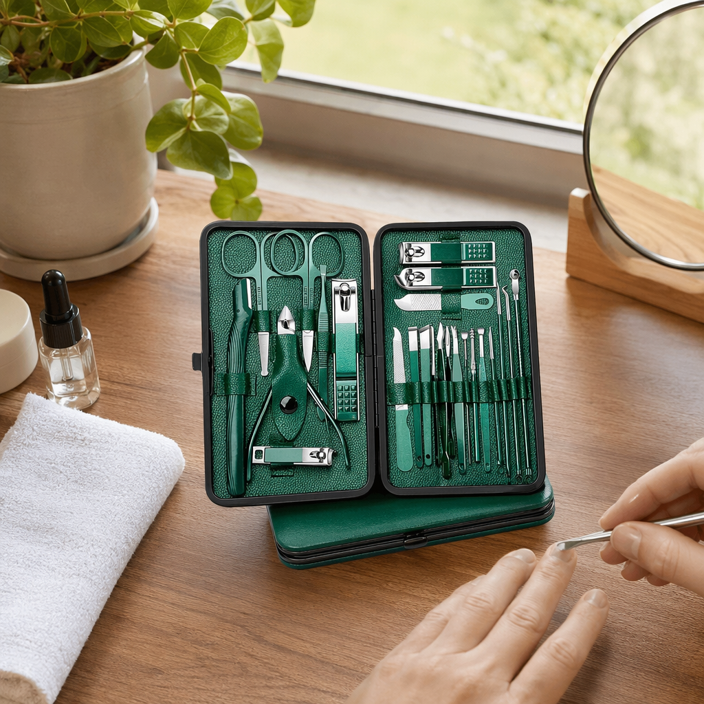 Conjunto de cortador de uñas verde para el hogar herramienta de manicura portátil para niños adultos universal details Picture