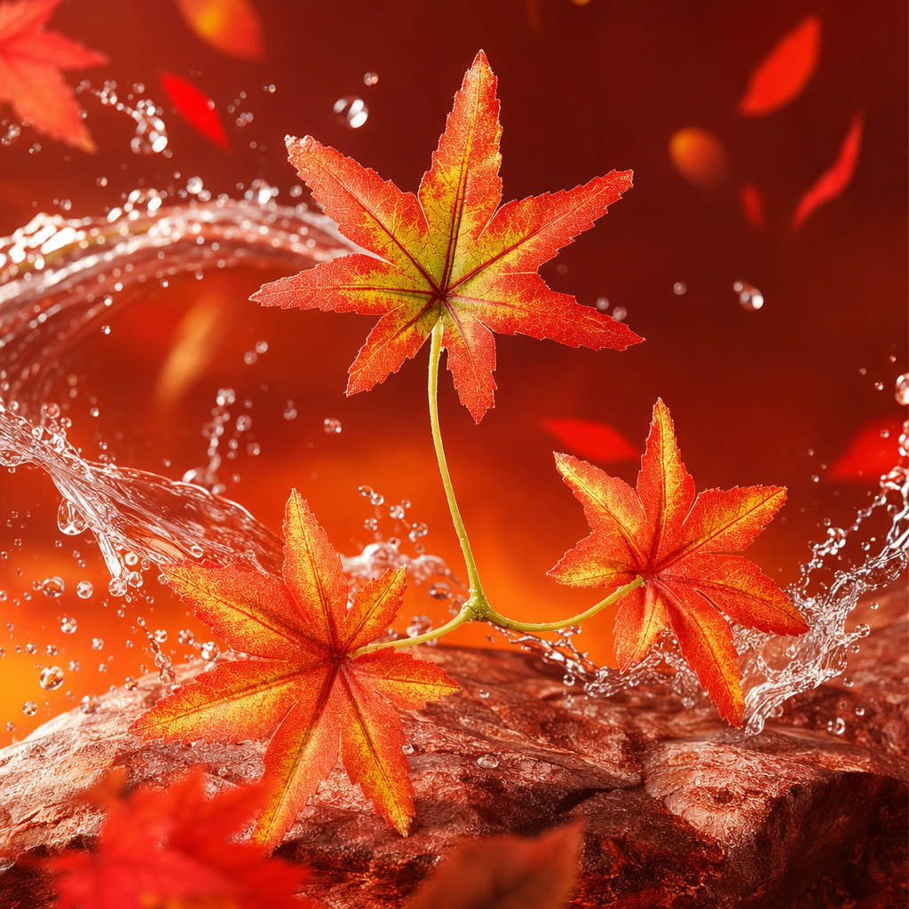 Orange-red maple leaf branch simulation decorative ornaments, home flower arrangement materials Specification image