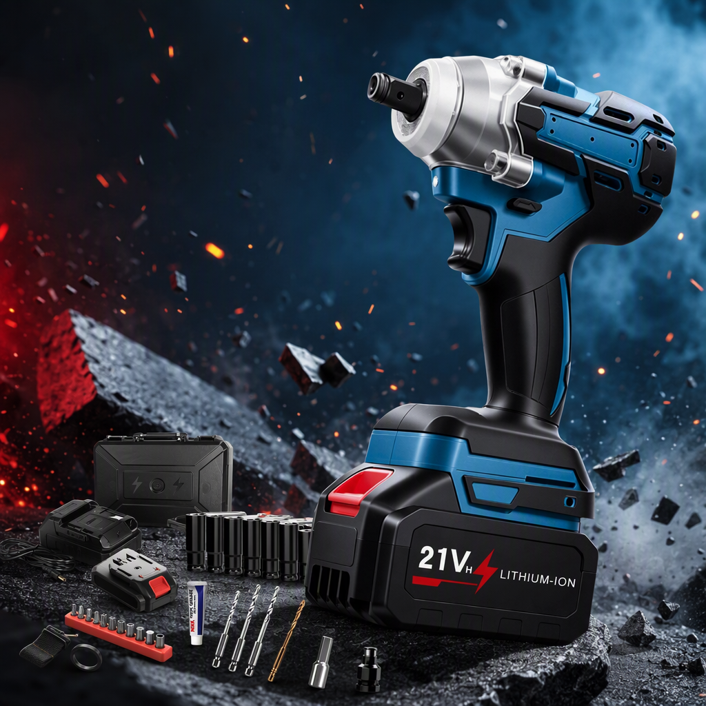 Azul y negro dos colores litio llave eléctrica motor brushless torsión ajustable carga rápida herramienta eléctrica portátil Specification image