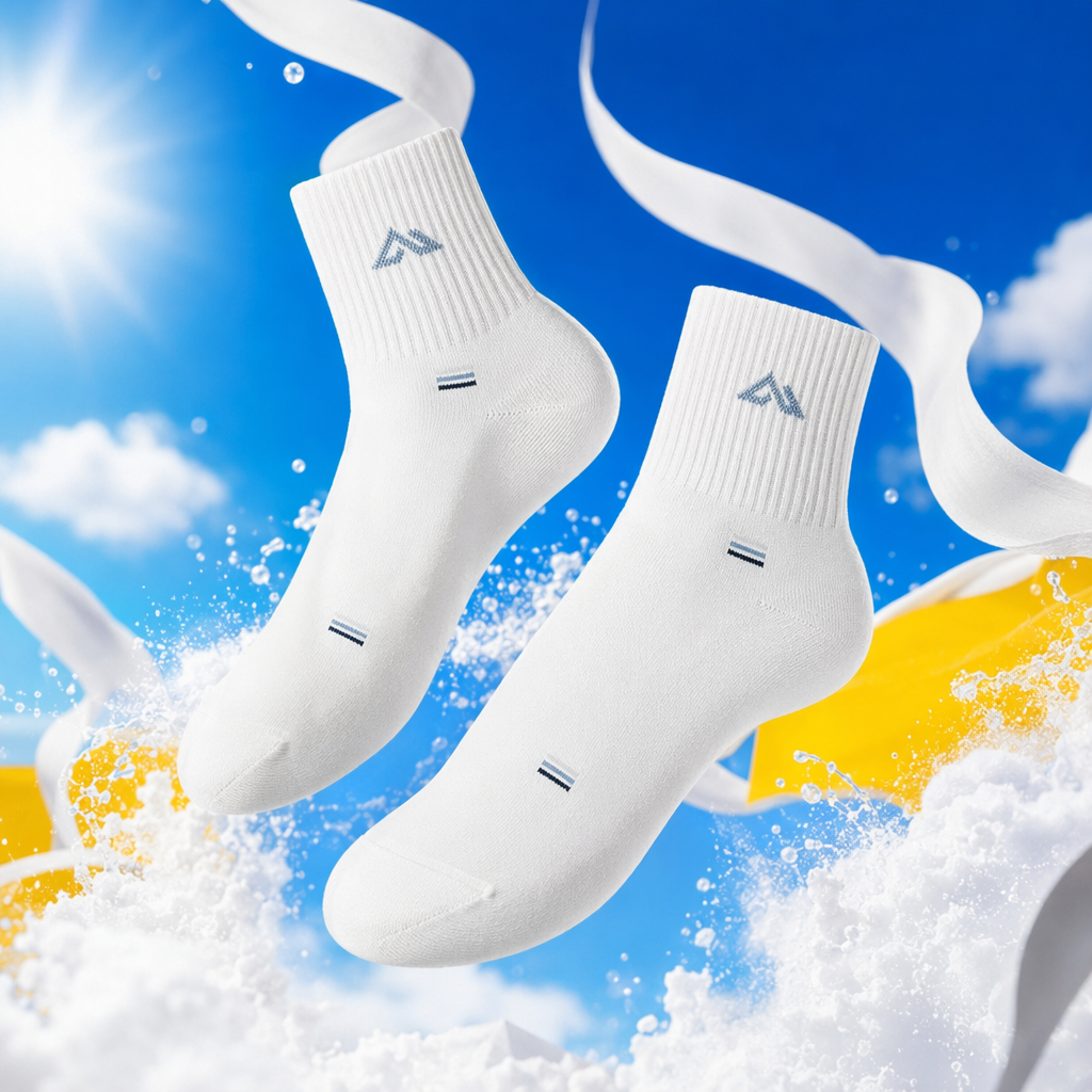 Pure cotton white mid-calf socks for both men and women, sweat-absorbing and breathable basic style Specification image