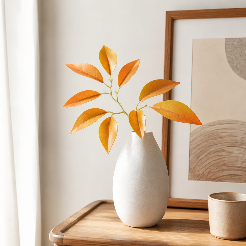Orange-yellow gradient leaf and branch decorative ornaments, creative flower arrangement materials for home soft furnishings details Picture