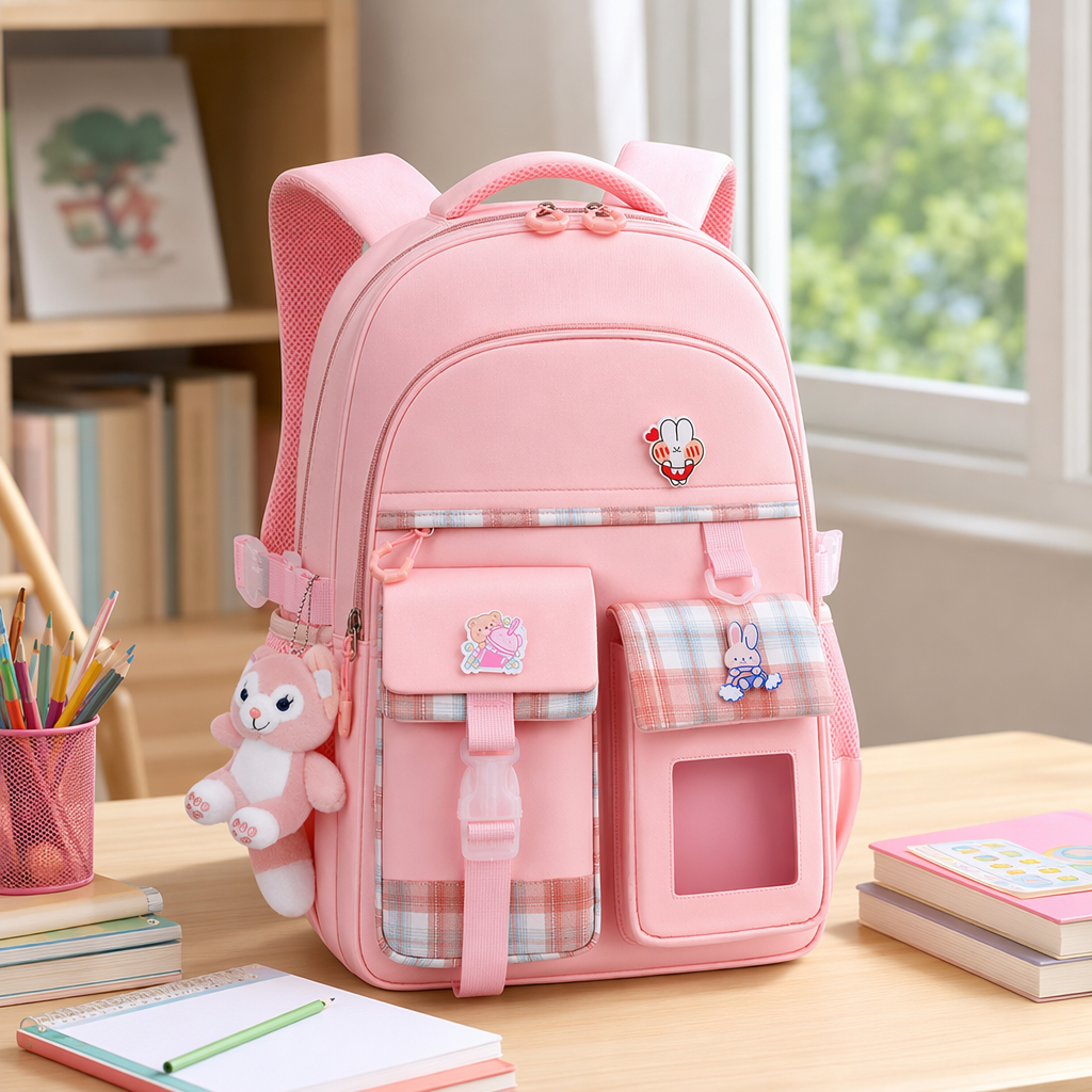 Pink children 's schoolbag lightweight large capacity students' school backpack 🎒 details Picture