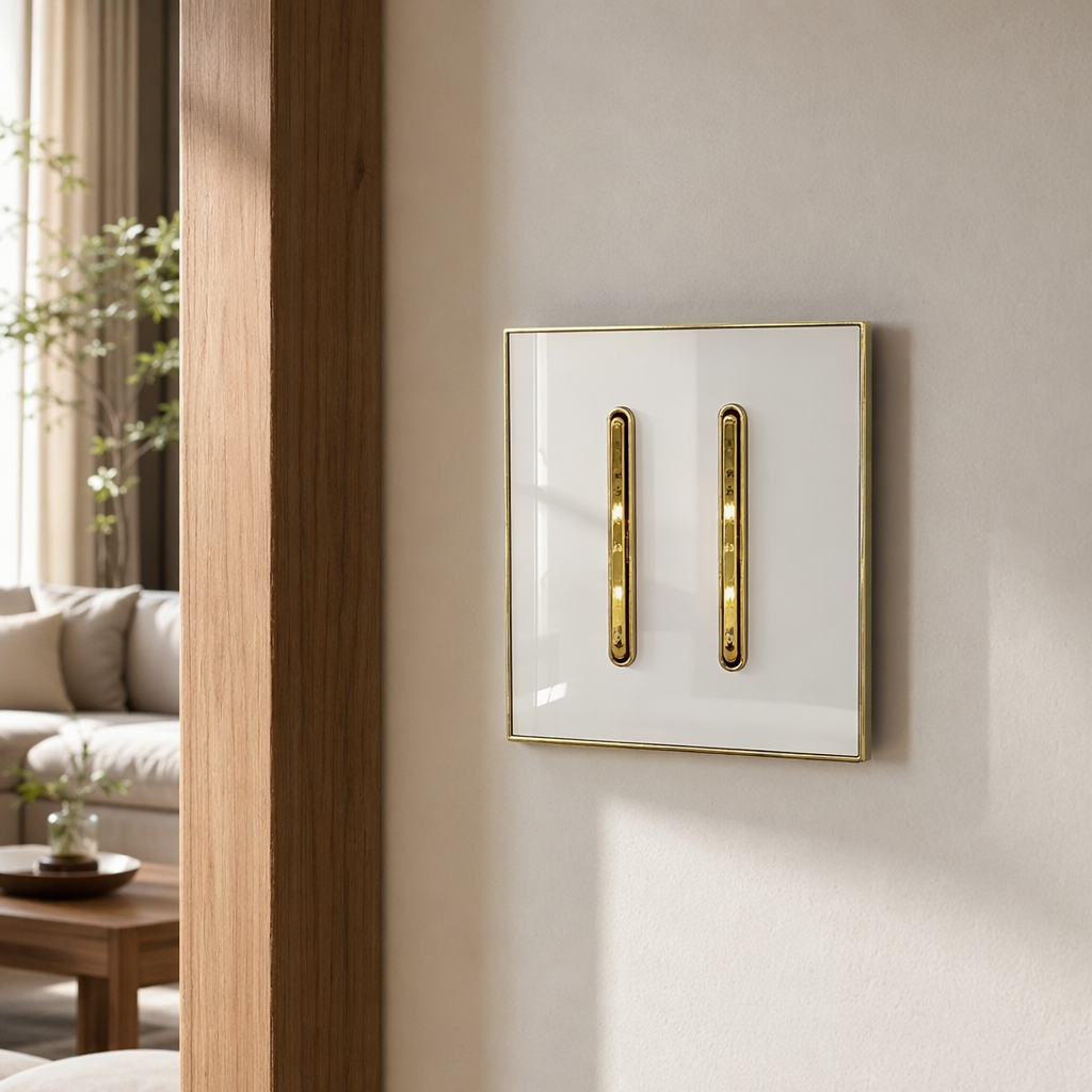 H8&H9 color oro blanco panel color oro doble interruptor de pared abierto para el hogar oficina universal especial para la exportación details Picture