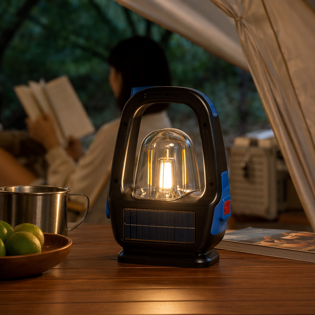 Black and blue-edge solar garden lamp, energy-saving and environmentally friendly outdoor lighting, waterproof design details Picture
