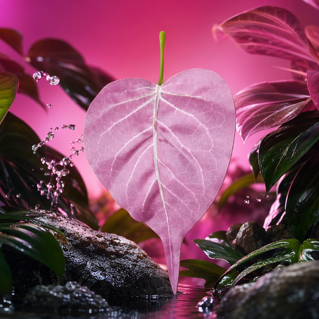 Pink heart-shaped leaf decorative ornaments, home creative green plant simulation leaves Specification image