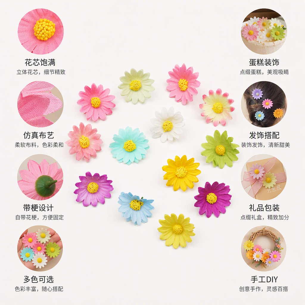 Colorful daisies, decorative flowers, artificial dried flowers, home ornaments, wedding decorations