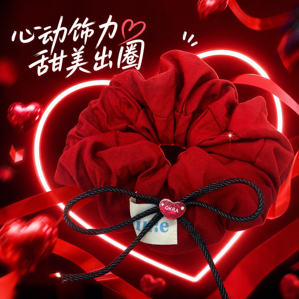 Red hair band, soft, elastic and anti-slip hair tie products Specification image