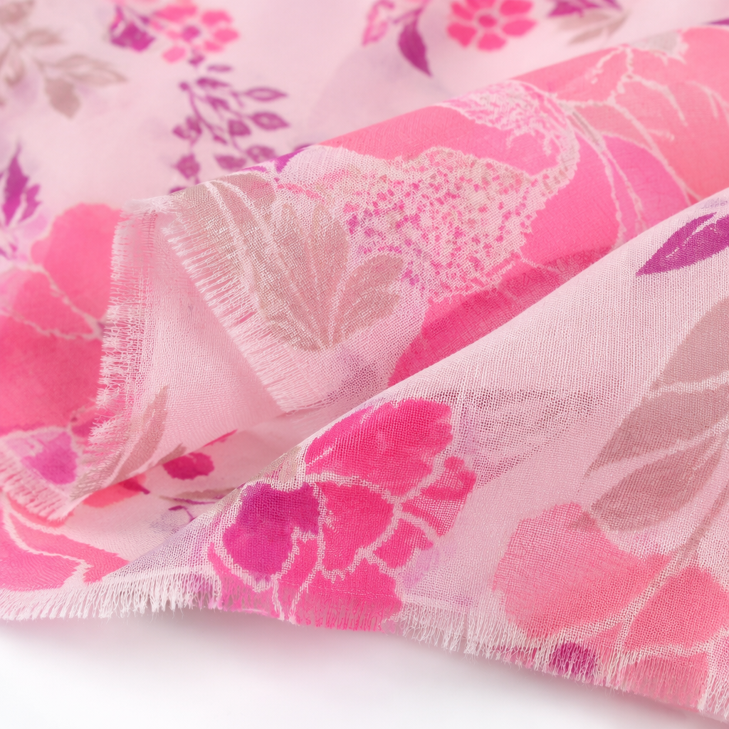 Pink floral pattern scarf, pure cotton, warm and versatile for women in autumn and winter Application Scenario