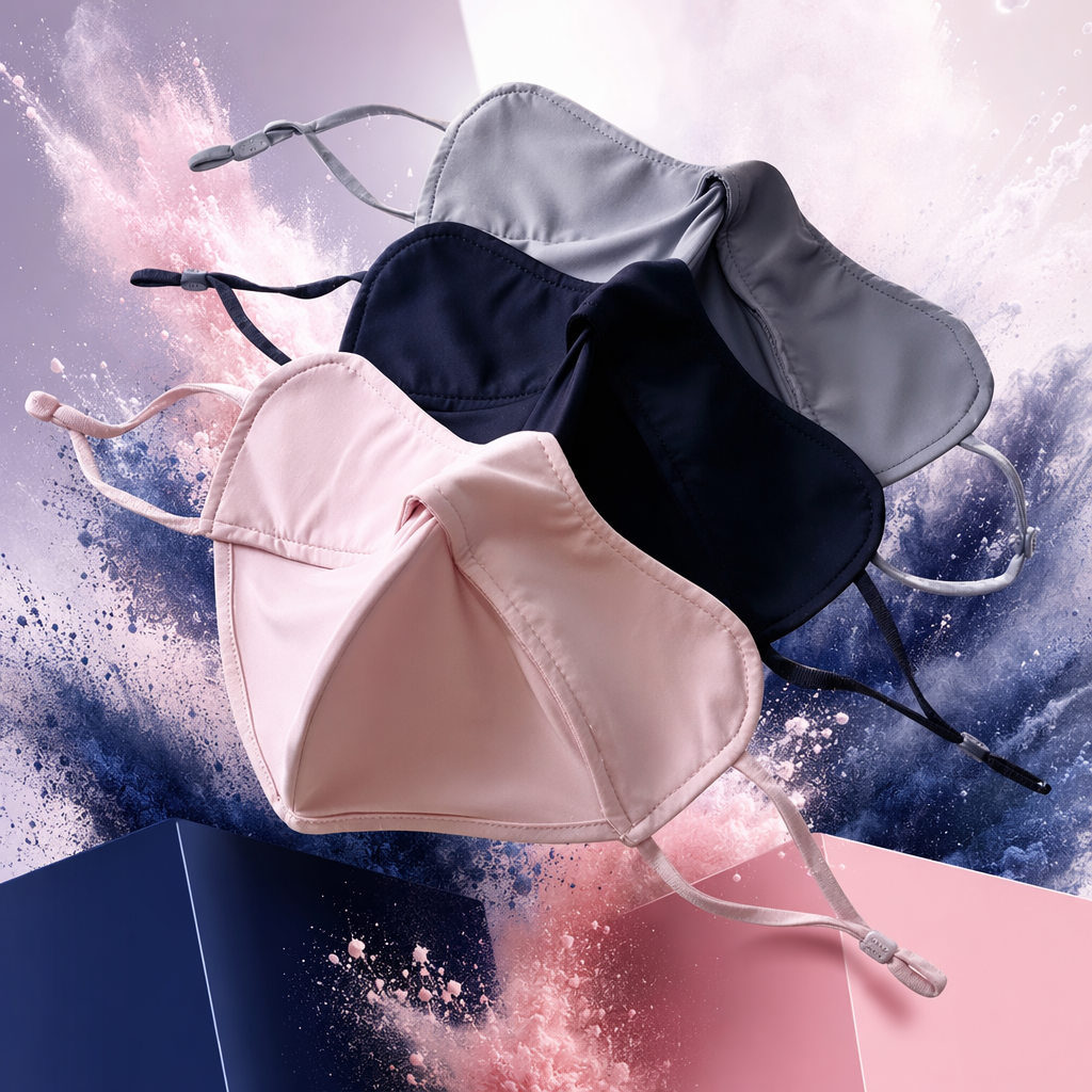 Pink, black and grey three-color cartila-supported sun protection mask Specification image