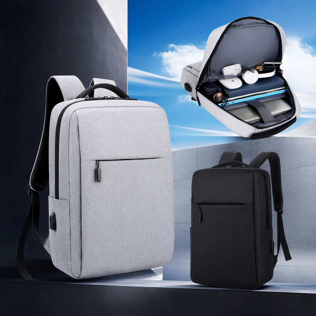 The grey backpack is lightweight for student commuting, with a large capacity, waterproof, wear-resistant, fashionable and simple design Specification image