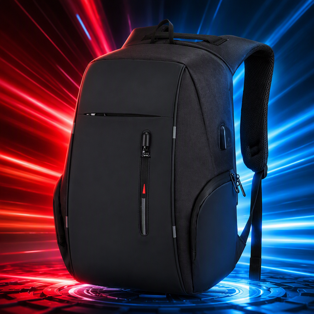 Black wear-resistant nylon backpack with large capacity for commuting and student travel Specification image