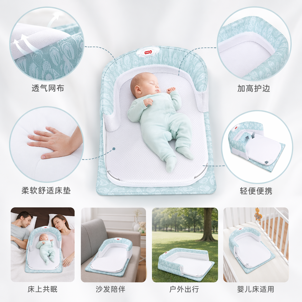 浅蓝色婴儿分床产品包装盒