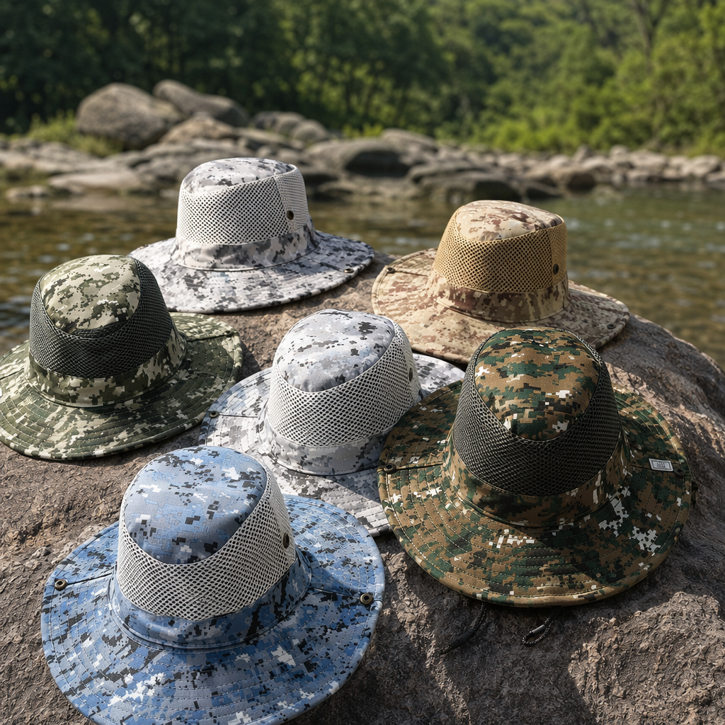 Six-color camouflage fisherman's hat, unisplendable, sunshade and sun protection, foldable casual hat details Picture