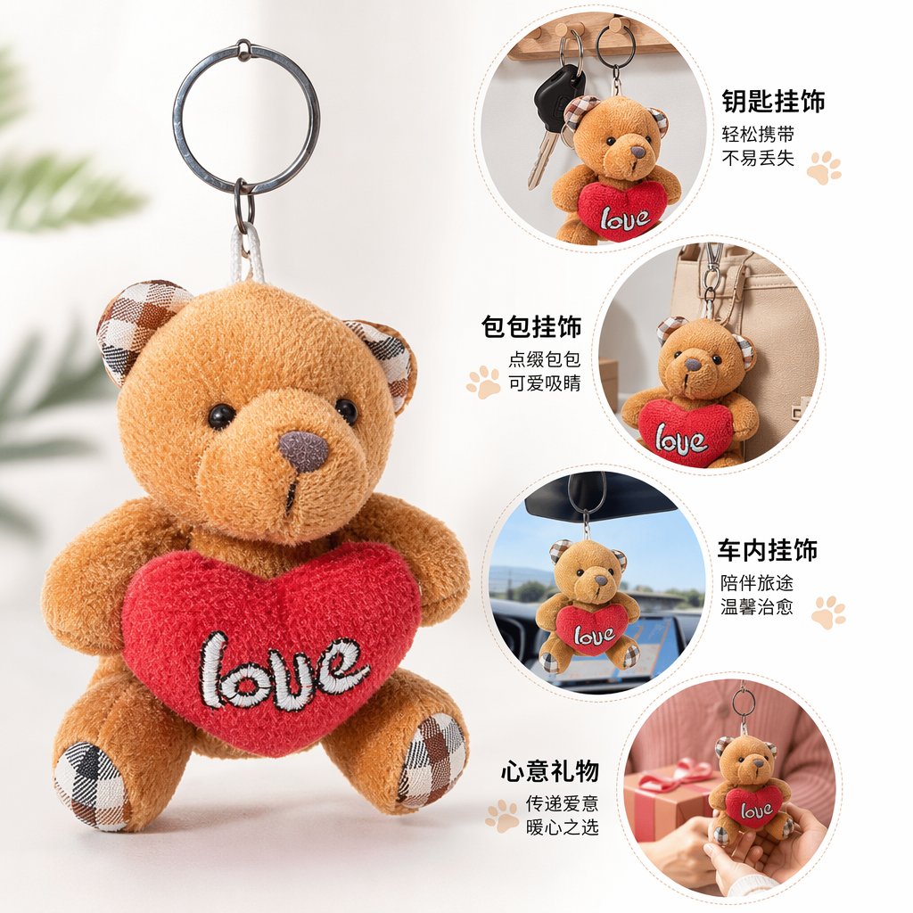 Brown bear plush toy, cute throw pillow, fabric home decoration, children's gift