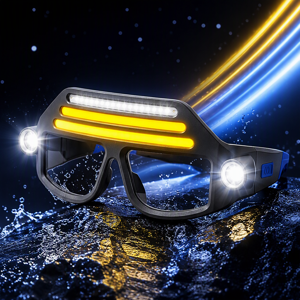 Grey head-mounted LED work light strip with transparent anti-splash lens side light supplementary lighting design Specification image