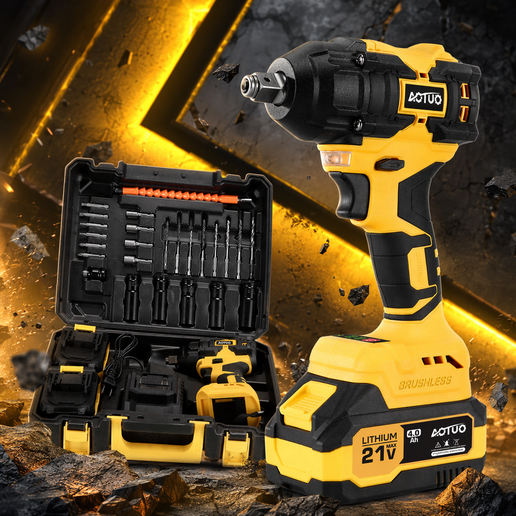 Жёлто-чёрный электрошоковый ключ с переносным литиевым вращающим моментом Specification image