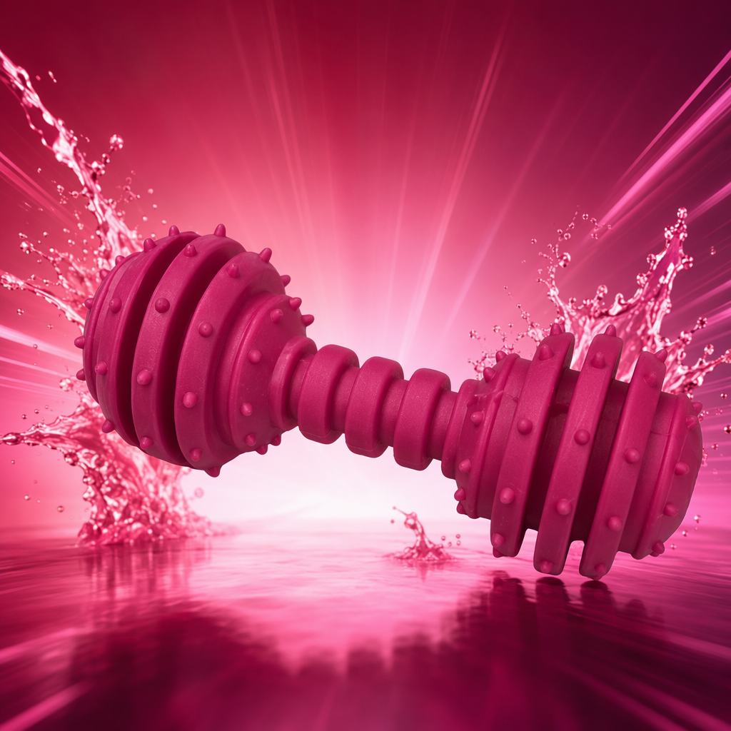 Pink spined dumbbell-shaped pet toy teeth grinding and cleaning interactive toy Specification image