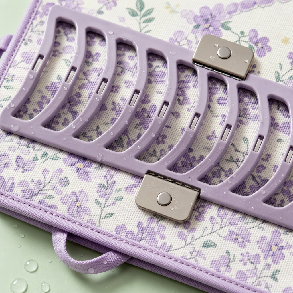 Fresh purple flower foldable water-draining placemats for home kitchen dishes, water-draining storage rack, water-absorbing and quick-drying details Picture