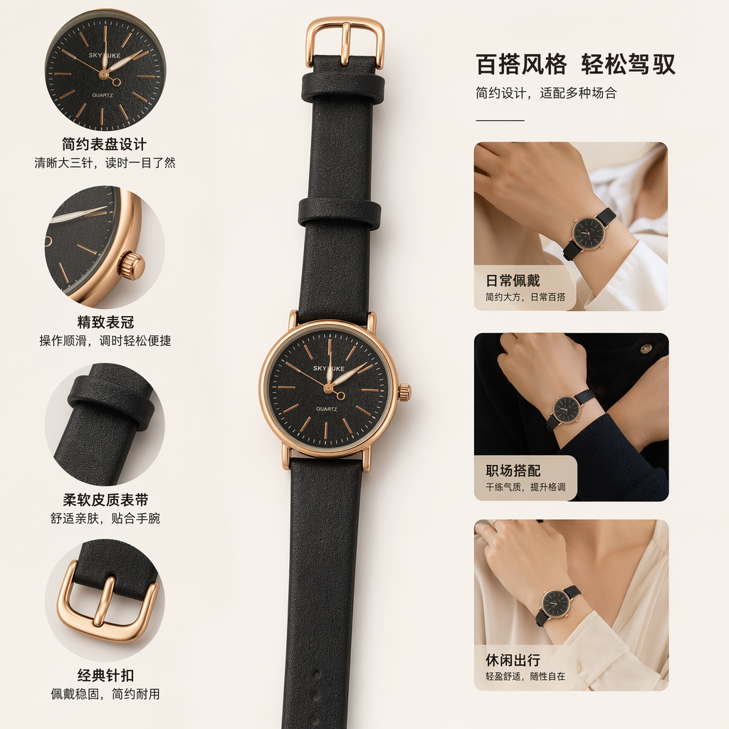 Fashionable and simple quartz electronic watch for clothing accessories Specification image