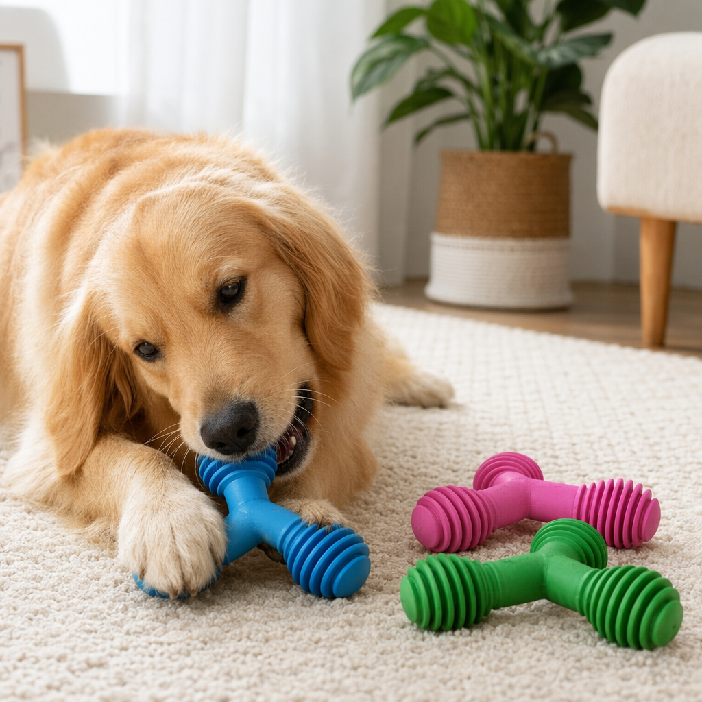 Colorful bone-shaped pet gnawing toys are safe and durable for dogs to grind and clean their teeth details Picture