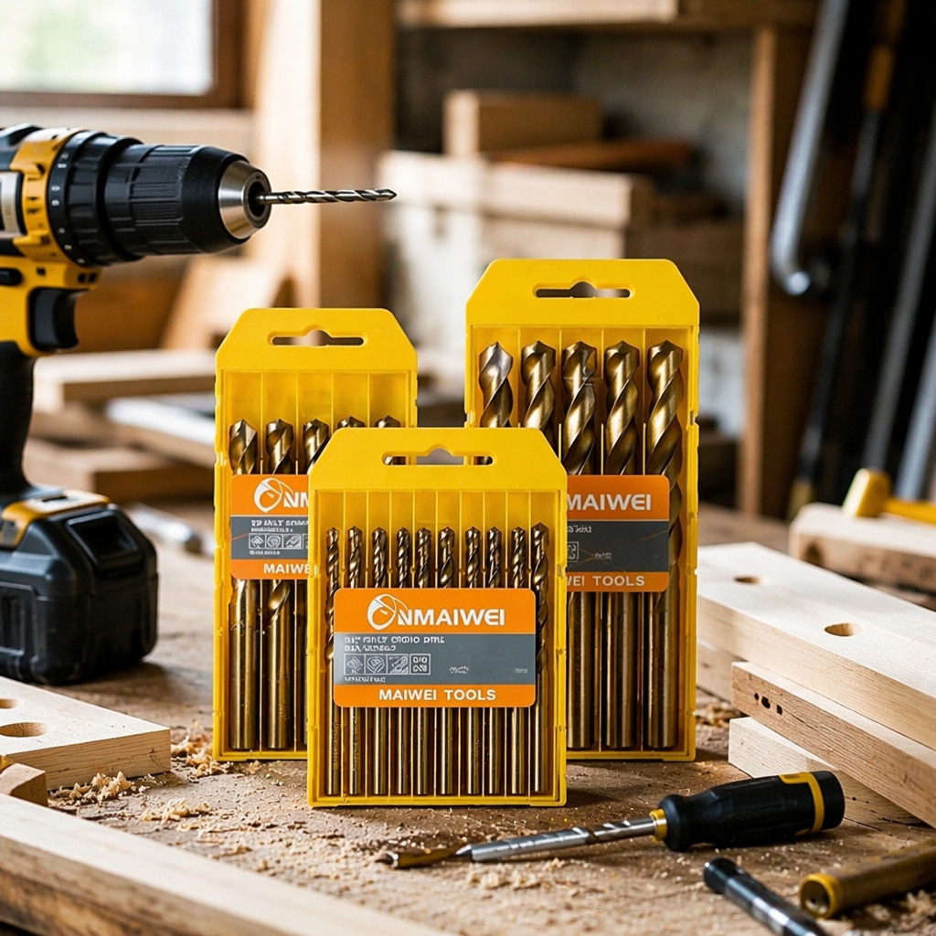 Yellow packaging drill bit set, metal drill bit group, multi-specification household power tool accessories details Picture