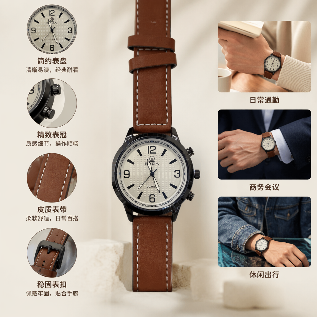 The clothing accessory watch strap is compatible with various brand watches and can be adjusted with metal and leather straps Specification image