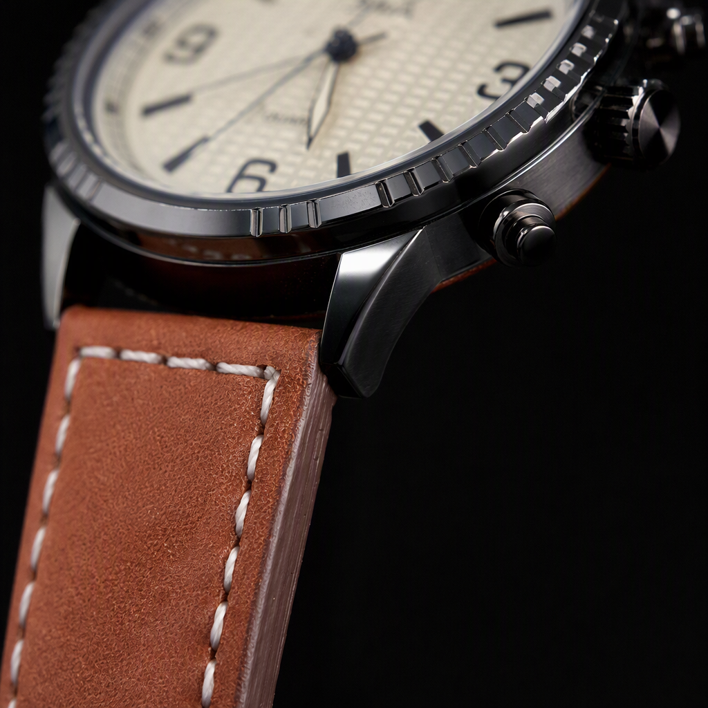 The clothing accessory watch strap is compatible with various brand watches and can be adjusted with metal and leather straps details Picture
