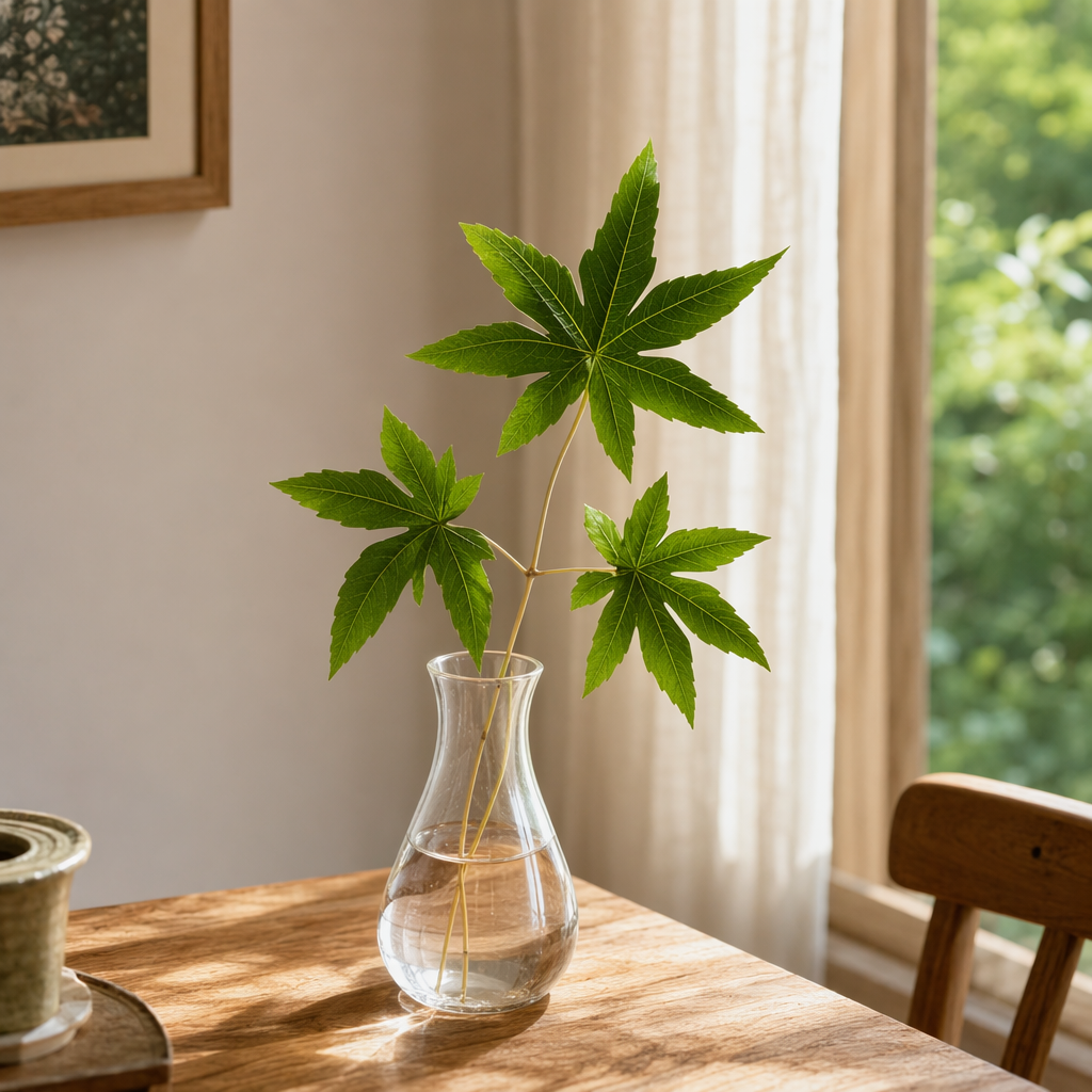 Green maple leaf branches, simulated decorative plants, home ornaments, natural wind-dried flower materials details Picture