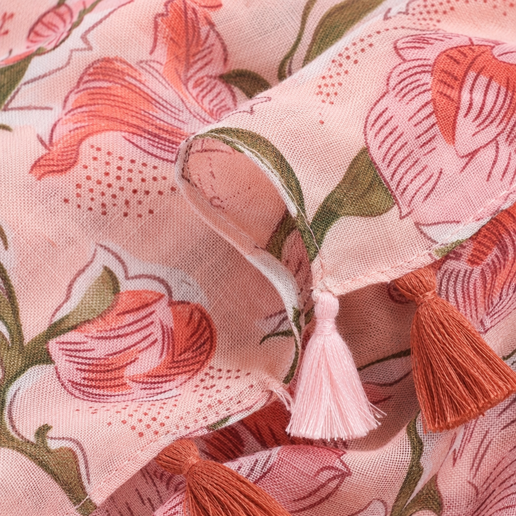 Patrón floral rosa bufanda cachemira mezcla ligera suave todas las estaciones universal Application Scenario