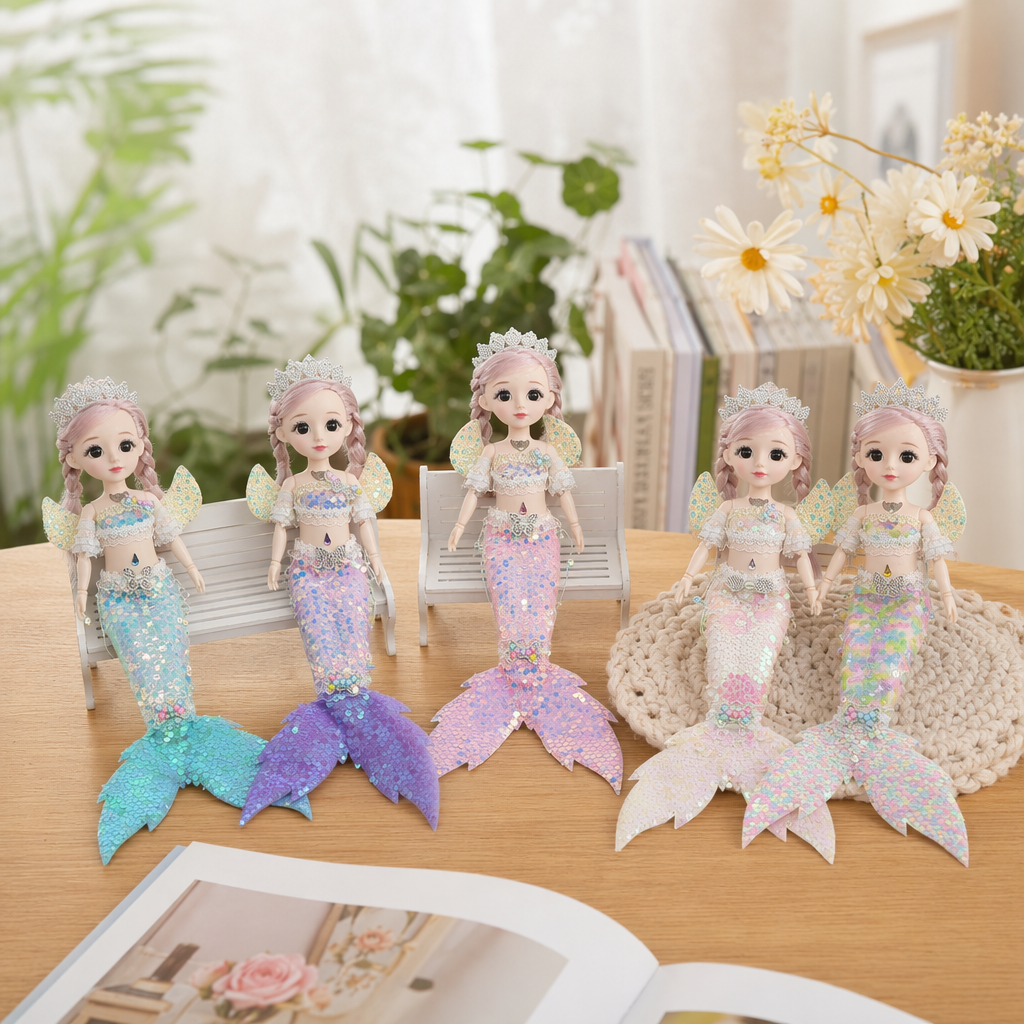 Colorful sequined mermaid dolls are cute and adorable decorative ornaments details Picture