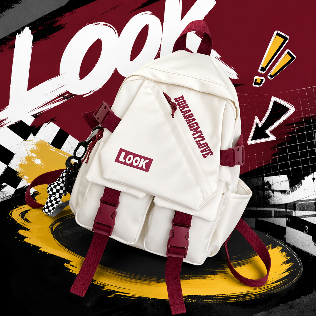 This white backpack is simple and versatile. It's a lightweight, large-capacity, fashionable and casual backpack for students' commuting Specification image
